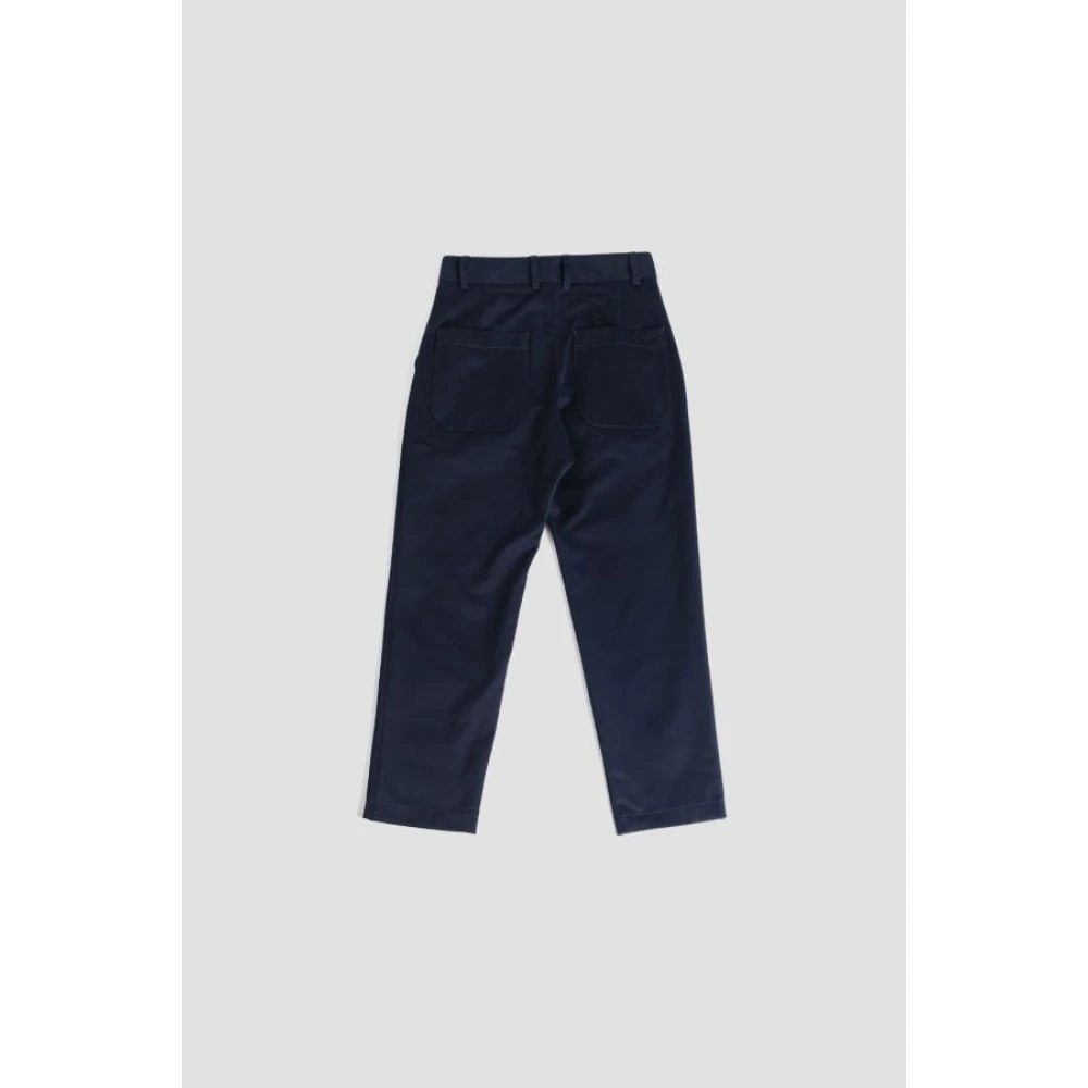 Studio Nicholson Donkerblauwe Katoenen Straight-Leg Broek Blue Heren