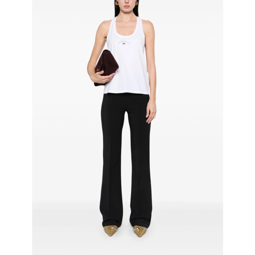 Elisabetta Franchi Witte Katoenen Jersey Racerback Top White Dames