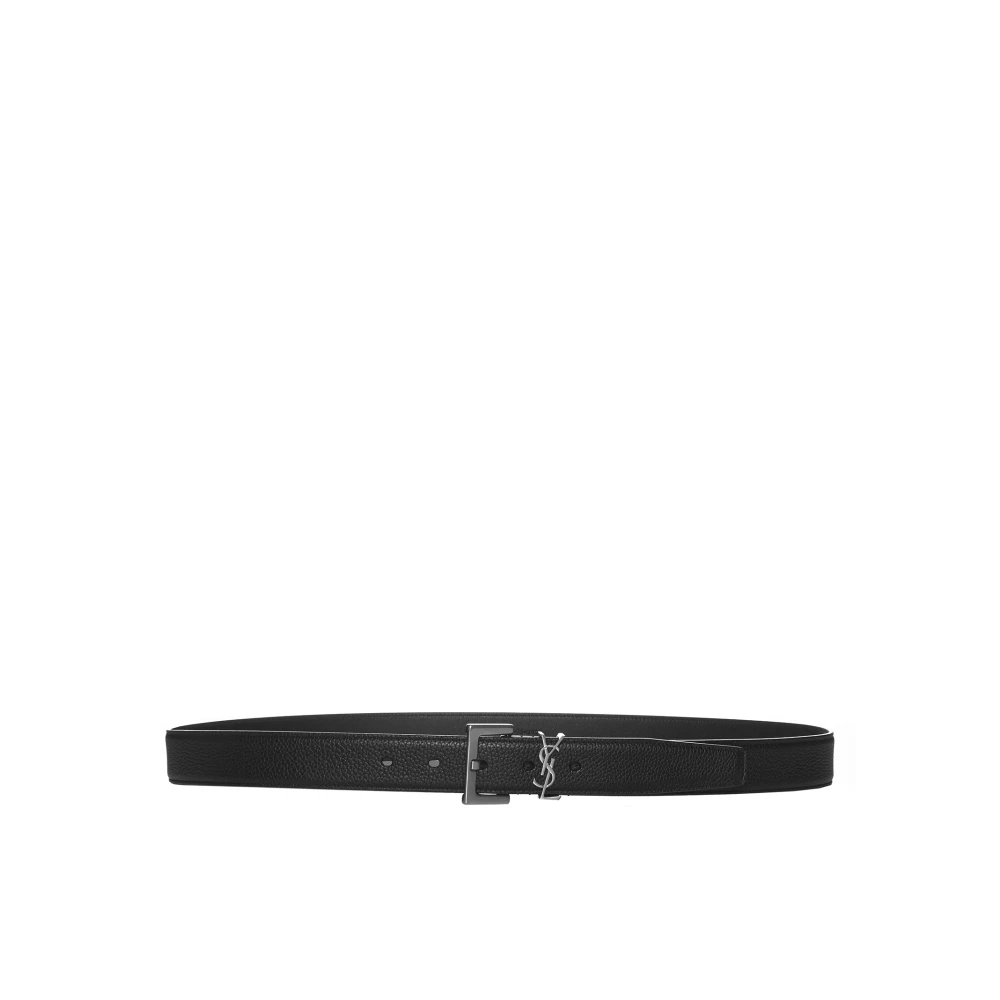 Saint Laurent Svarta Läderbälten Black, Herr