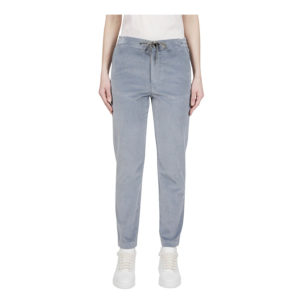 Eleventy Fluwelen Joggingbroek met trekkoord Beige Dames