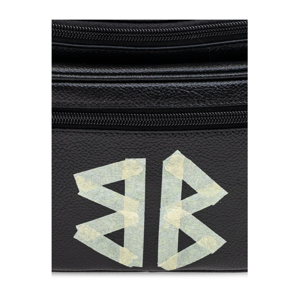 Balenciaga Zwart Logo Print Ritszakken Black Heren