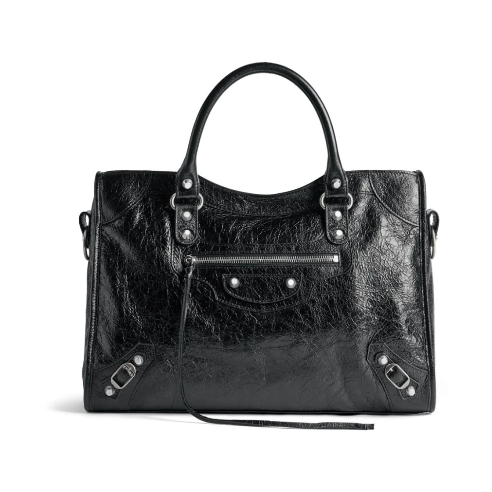 Balenciaga Zwarte Leren Crossbody Tas met Stud Detailing Black Dames