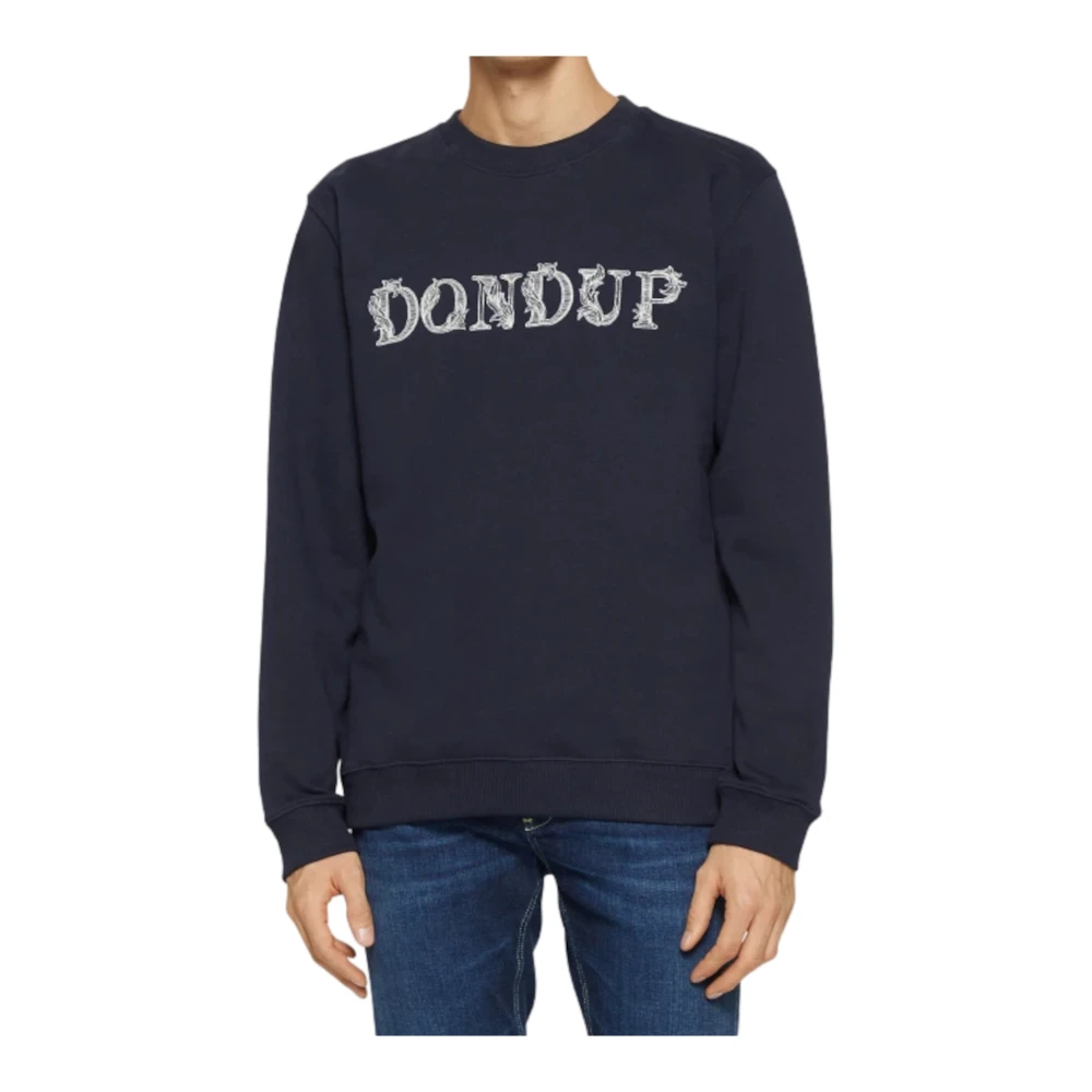 Dondup Logo Print Katoenen Sweater Blue Heren