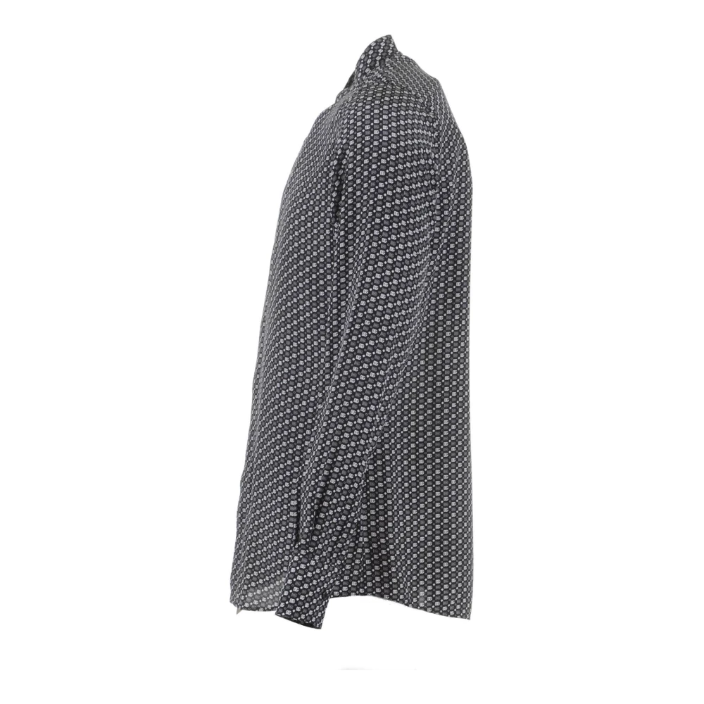 Dolce & Gabbana Mao Neck DG Logos Print Overhemd Black Heren