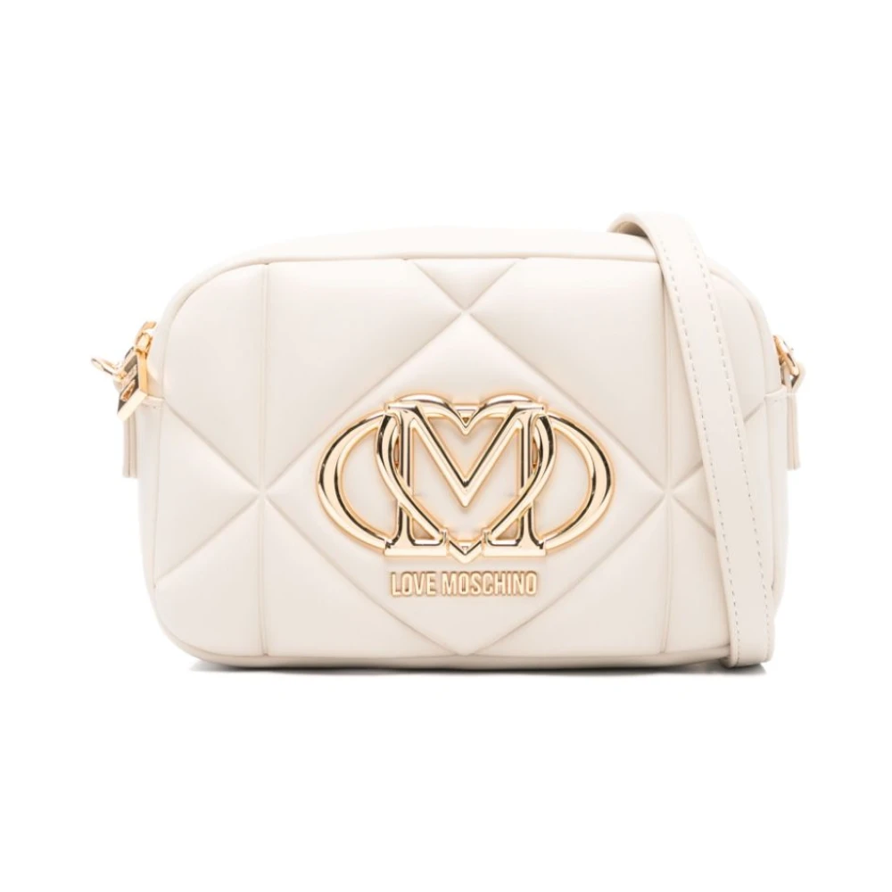 Love Moschino Women's Beige Cross Body Bags, One Size, Ivory Shoulder Bag With Top Zip