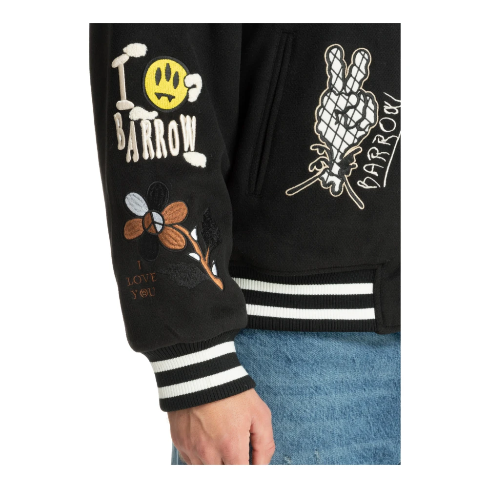 Barrow Abstract Multicolor Bomberjack met Drukknoopsluiting Black Heren
