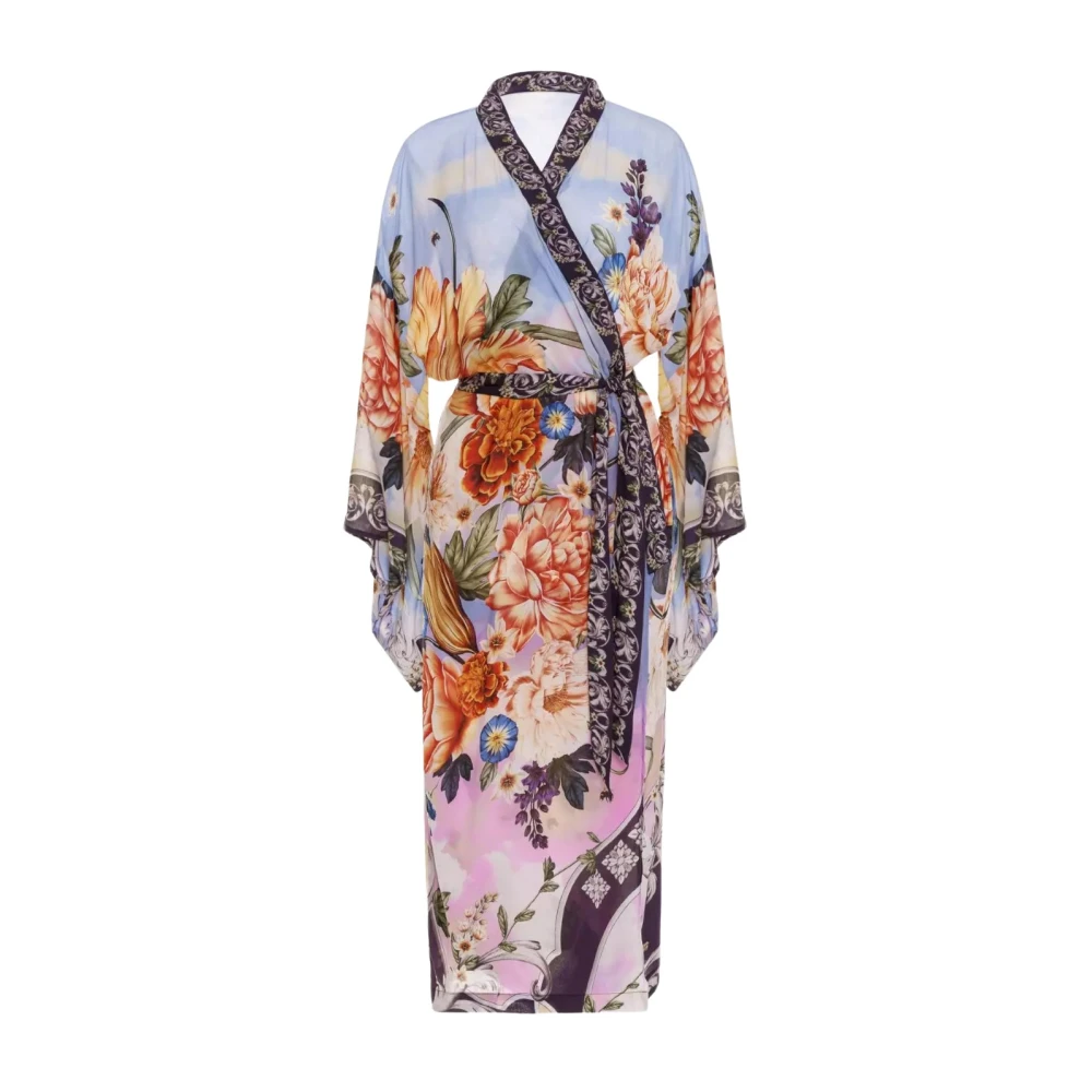 Agua by Agua Bendita Bloemen Kimono Strikceintuur Strand Cover-Up Multicolor Dames