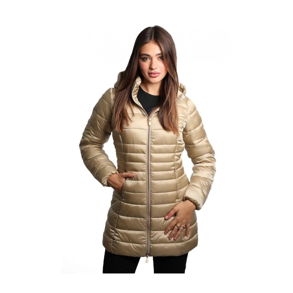 Save The Duck Lang beige jack met gewatteerde textuur Beige Dames