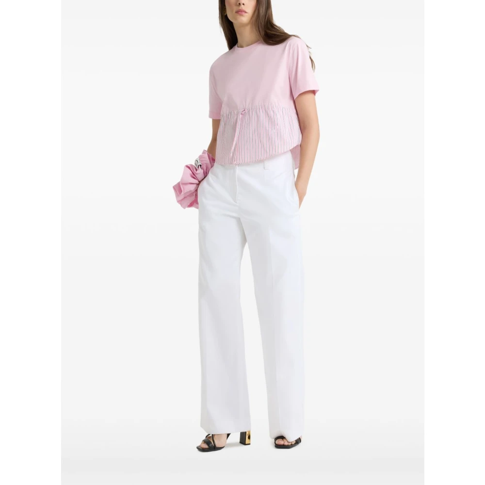 Patou Gestreept Roze Crew Neck T-shirt Pink Dames