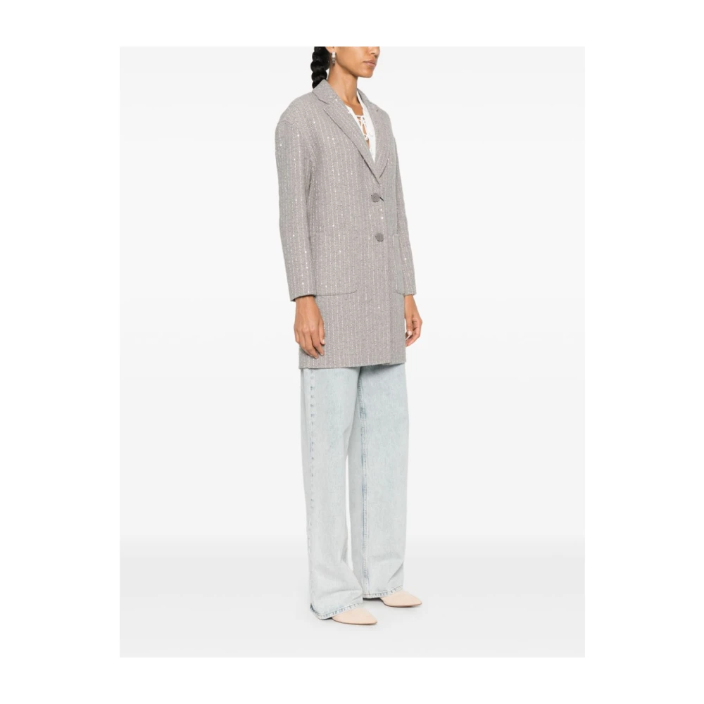 Twinset Pailletversierde Wollen Jas Gray Dames