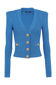 Buttoned cropped knitted cardigan