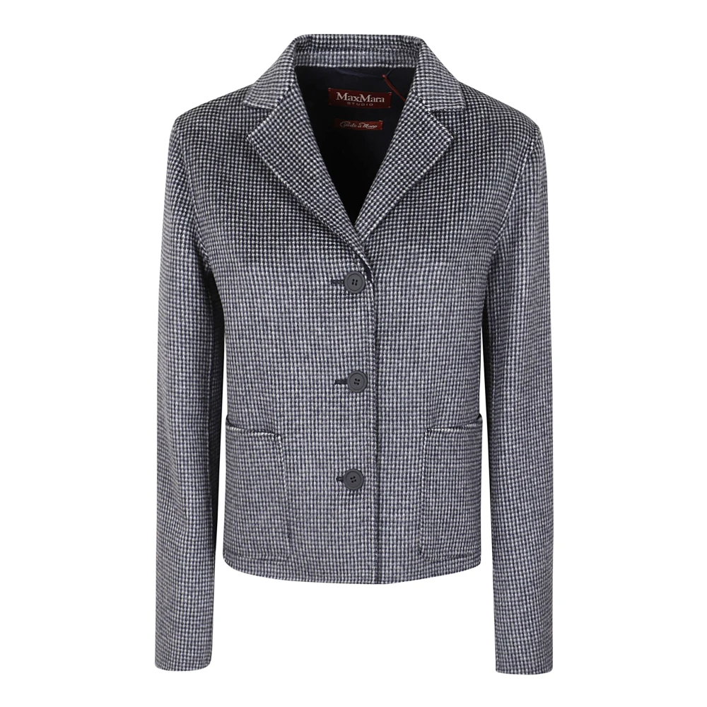 Max Mara Studio Blauwe Wol Dubbele Jas Gray Dames