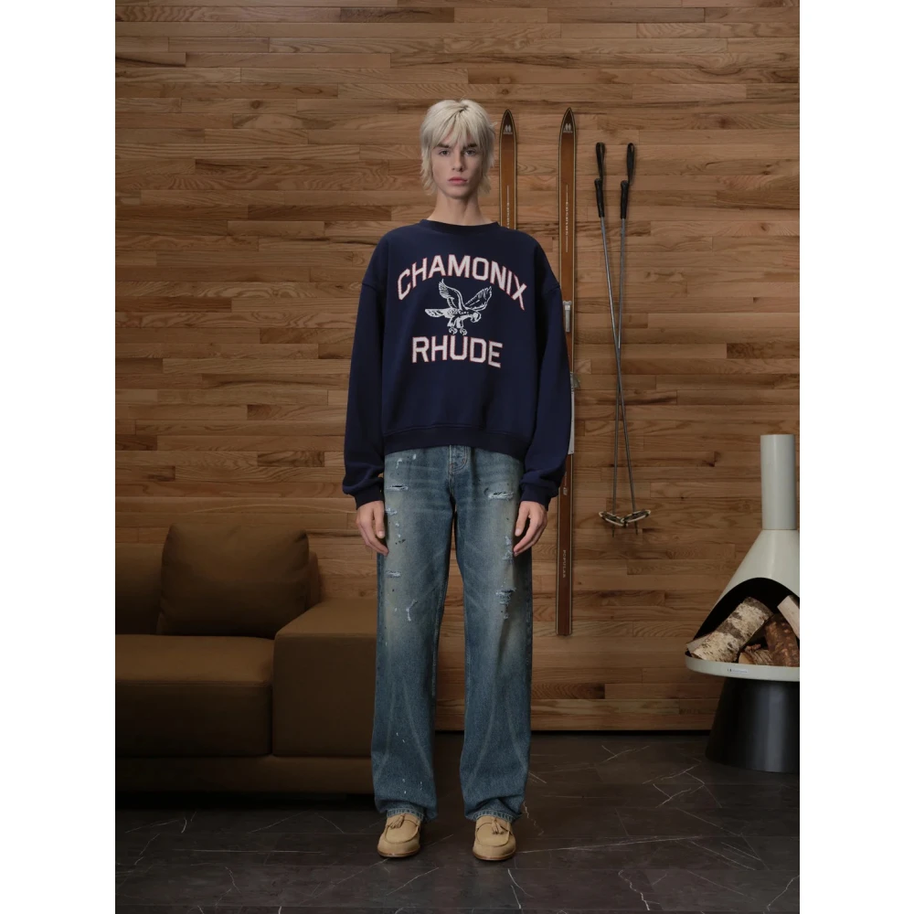 Rhude Chamonix Girocollo Sweatshirt Blue Heren