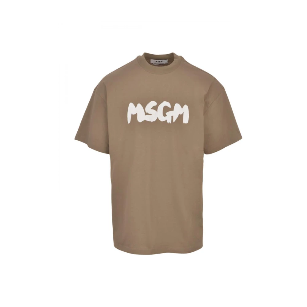 Msgm Katoenen T-shirt Brown Heren