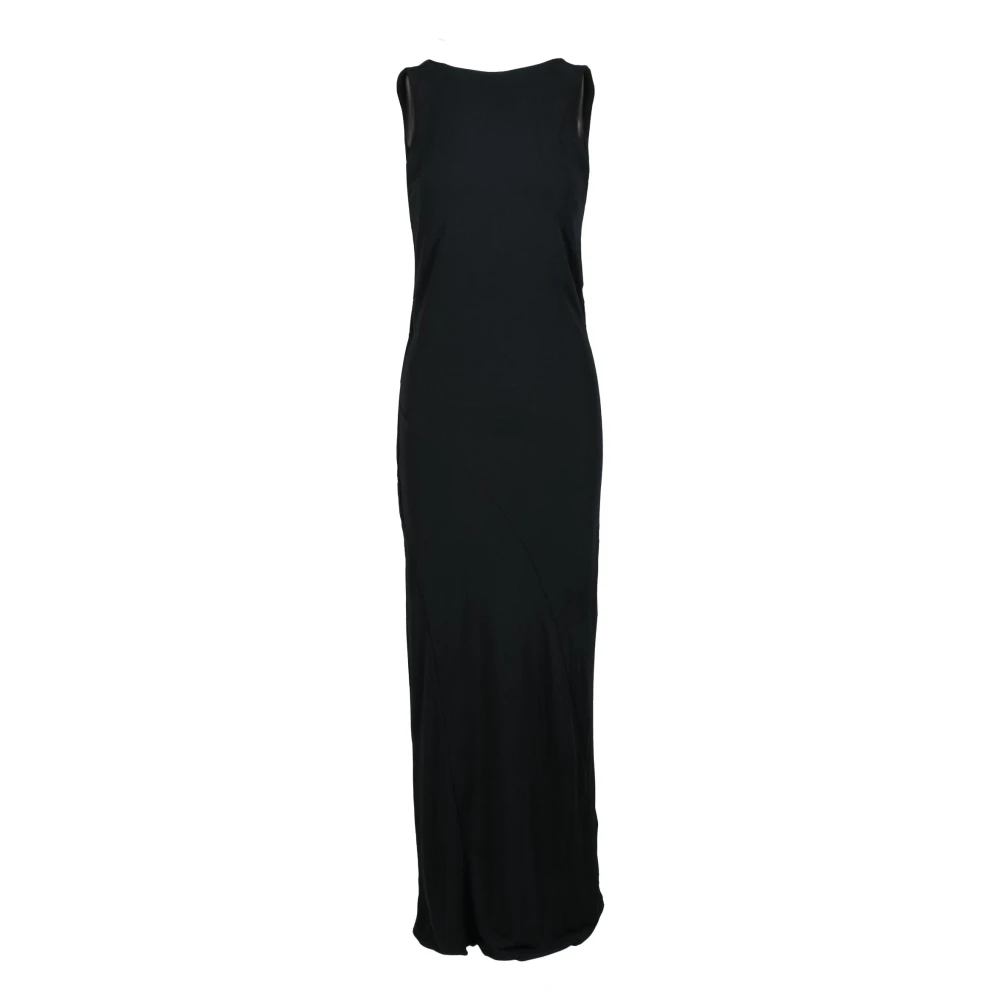 Calvin Klein Rugloze Lange Jurk in Viscose Black Dames