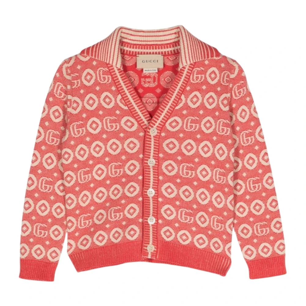 Gucci Barn Jacquard Cardigan i Rosa/Beige Pink, Flicka