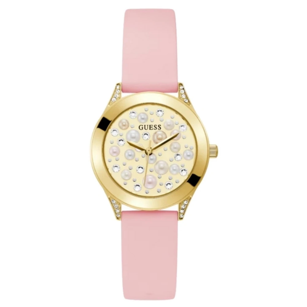 Guess Guld Silikon Damklocka Kvarts Yellow, Dam