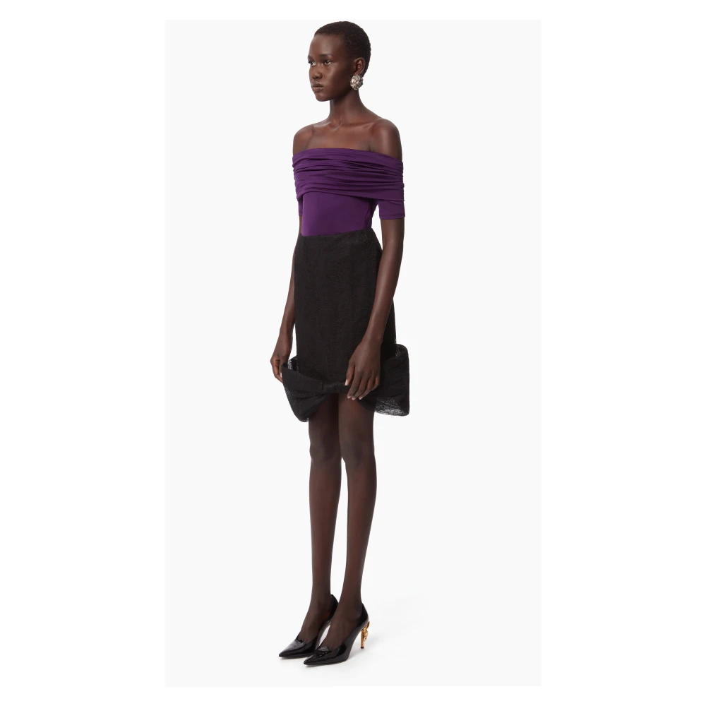 Nina Ricci Zwarte Kant Strik Midi Rok Black Dames