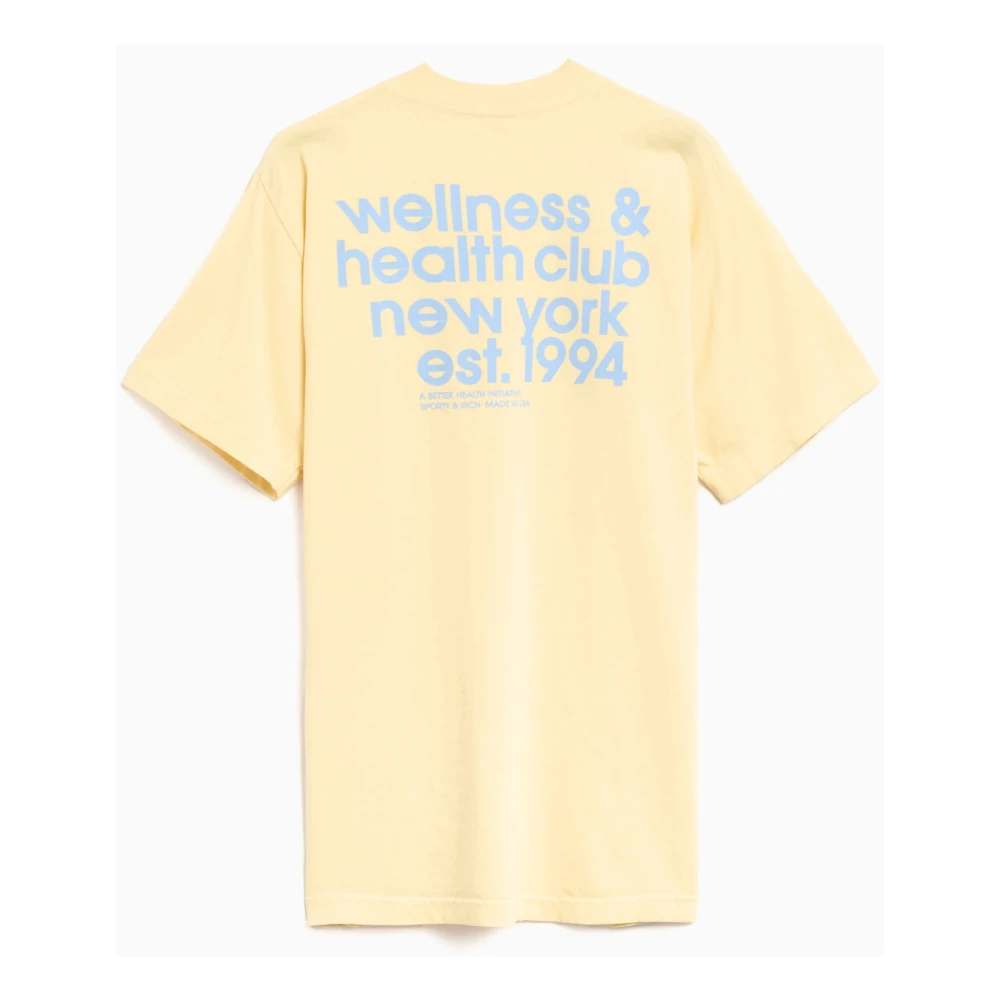 Sporty & Rich USA Health Club Blauwe Tekst T-Shirt Beige Heren