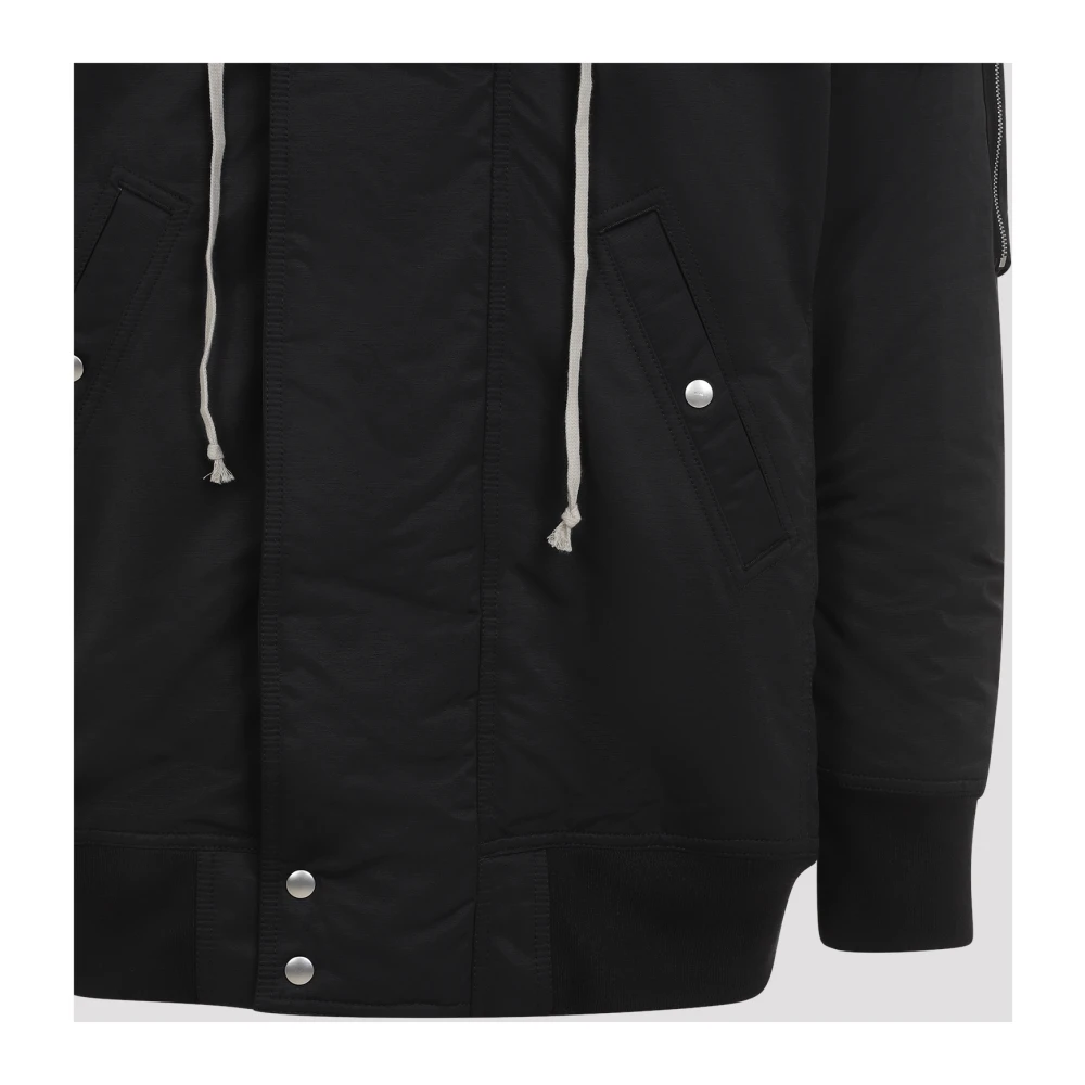 Rick Owens Hooded Long Bomber Black Heren