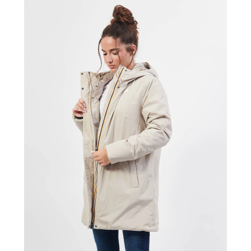 K-way Beige Slim-Fit Halflange Jas Beige Dames