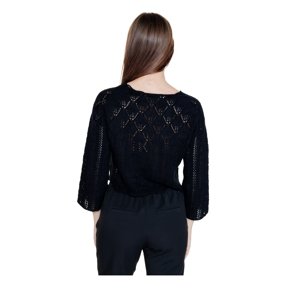 Vero Moda Zwart Gebreid Ronde Hals Trui Black Dames