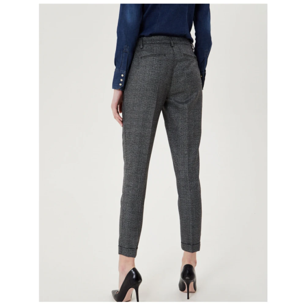 Liu Jo Geruite broek met lurex en cropped pasvorm Gray Dames