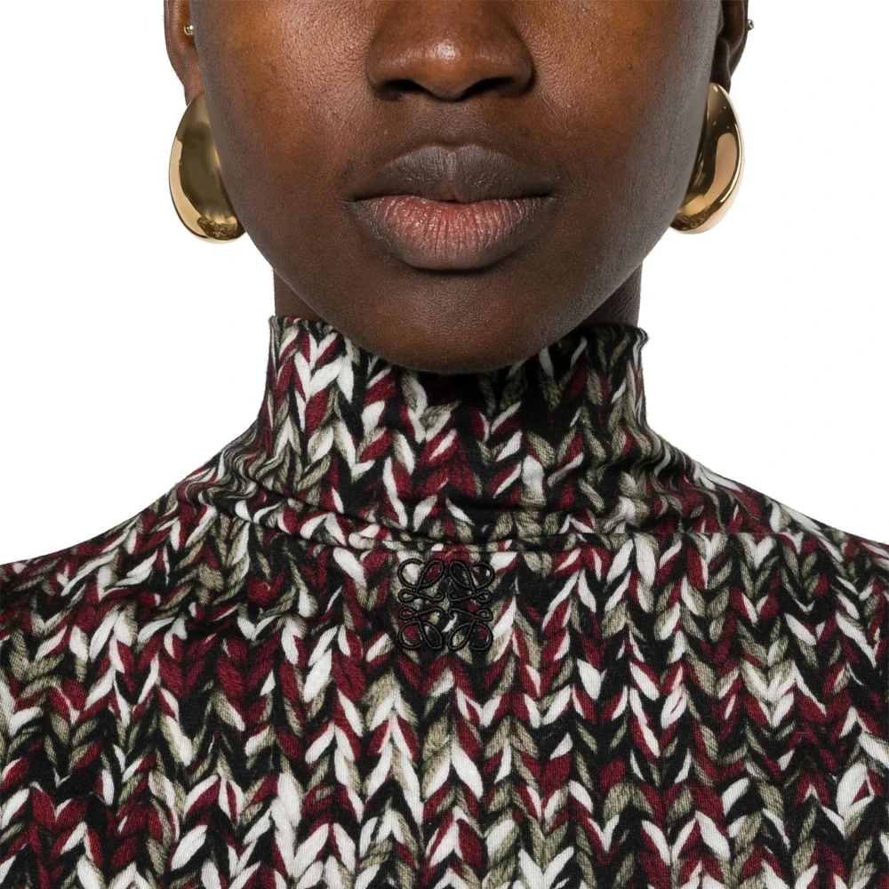 Loewe Gebreide Print Lange Jurk Mouwloos Hoge Hals Multicolor Dames