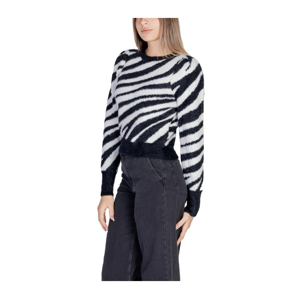 Only Zwarte Gebreide Trui Nylon-Acryl Mix Black Dames