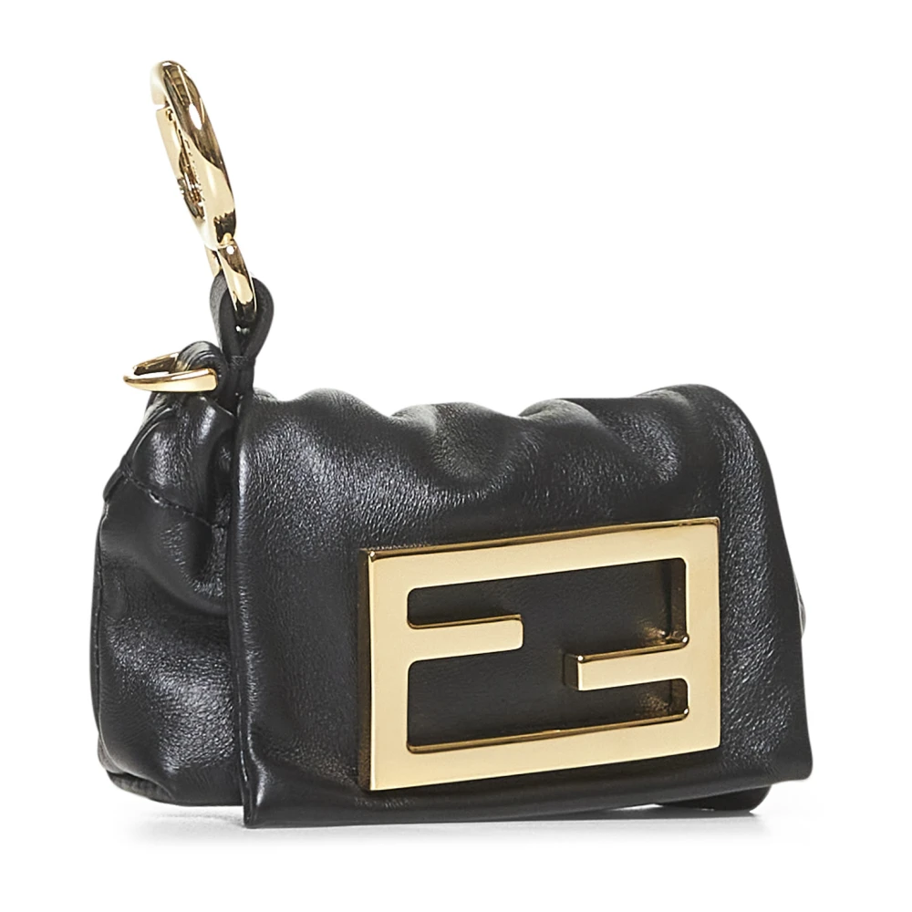 Fendi Zwarte Schoudertas van Lamsvacht met Metalen Logo Black Dames