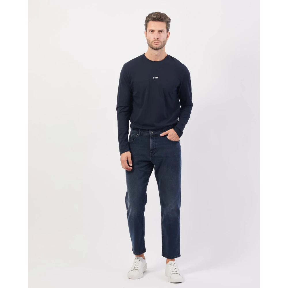 Hugo Boss Blauwe Regular Fit Tapered Leg Jeans Blue Heren
