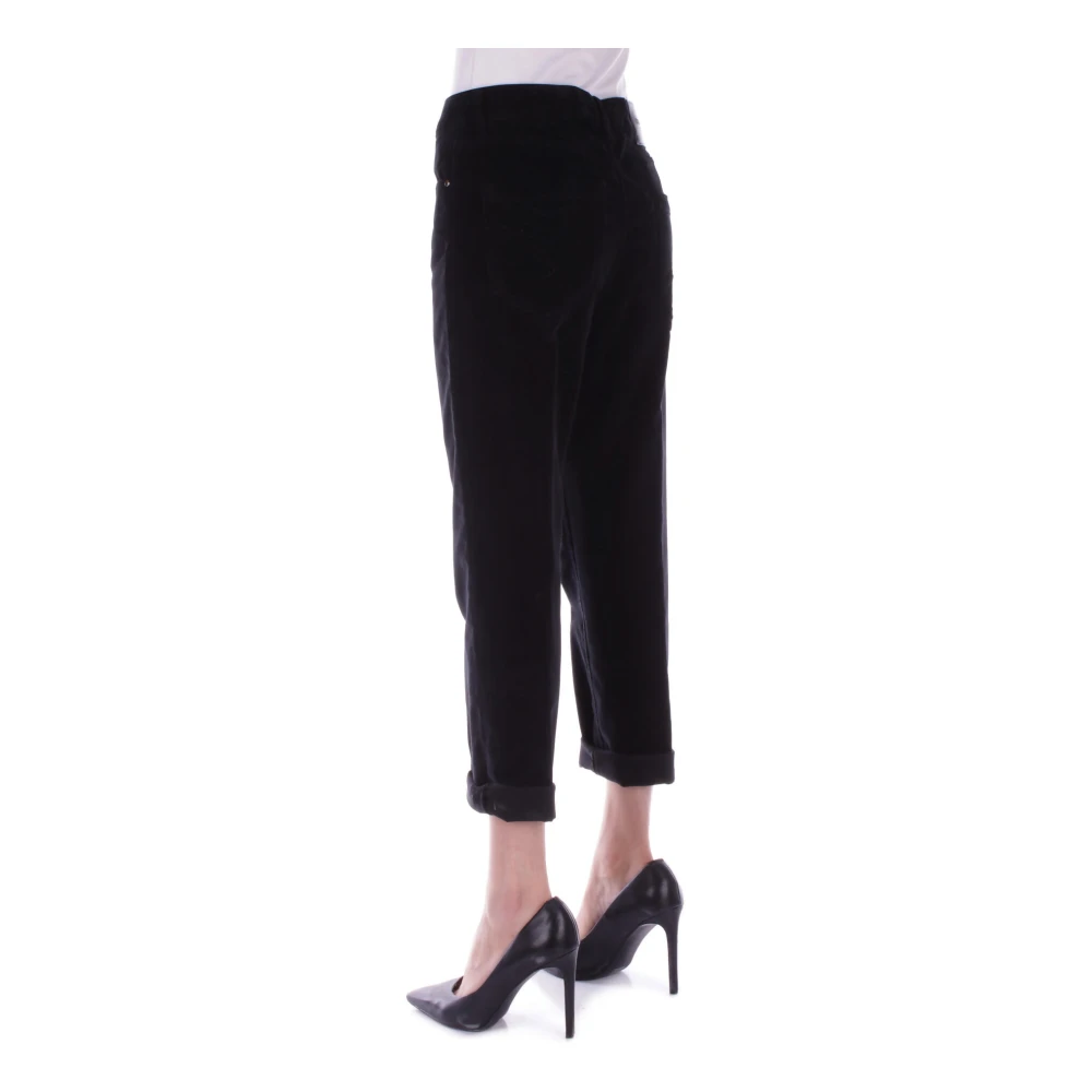 Dondup Zwarte broek met zijlogo Black Dames