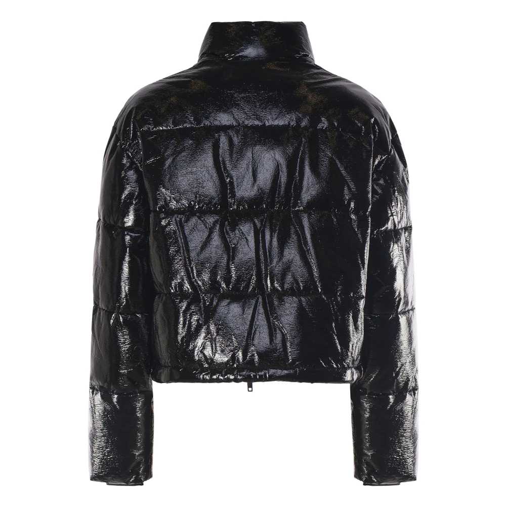 Courrèges Zwarte Cropped Bomber Jas Rits Polo Black Dames