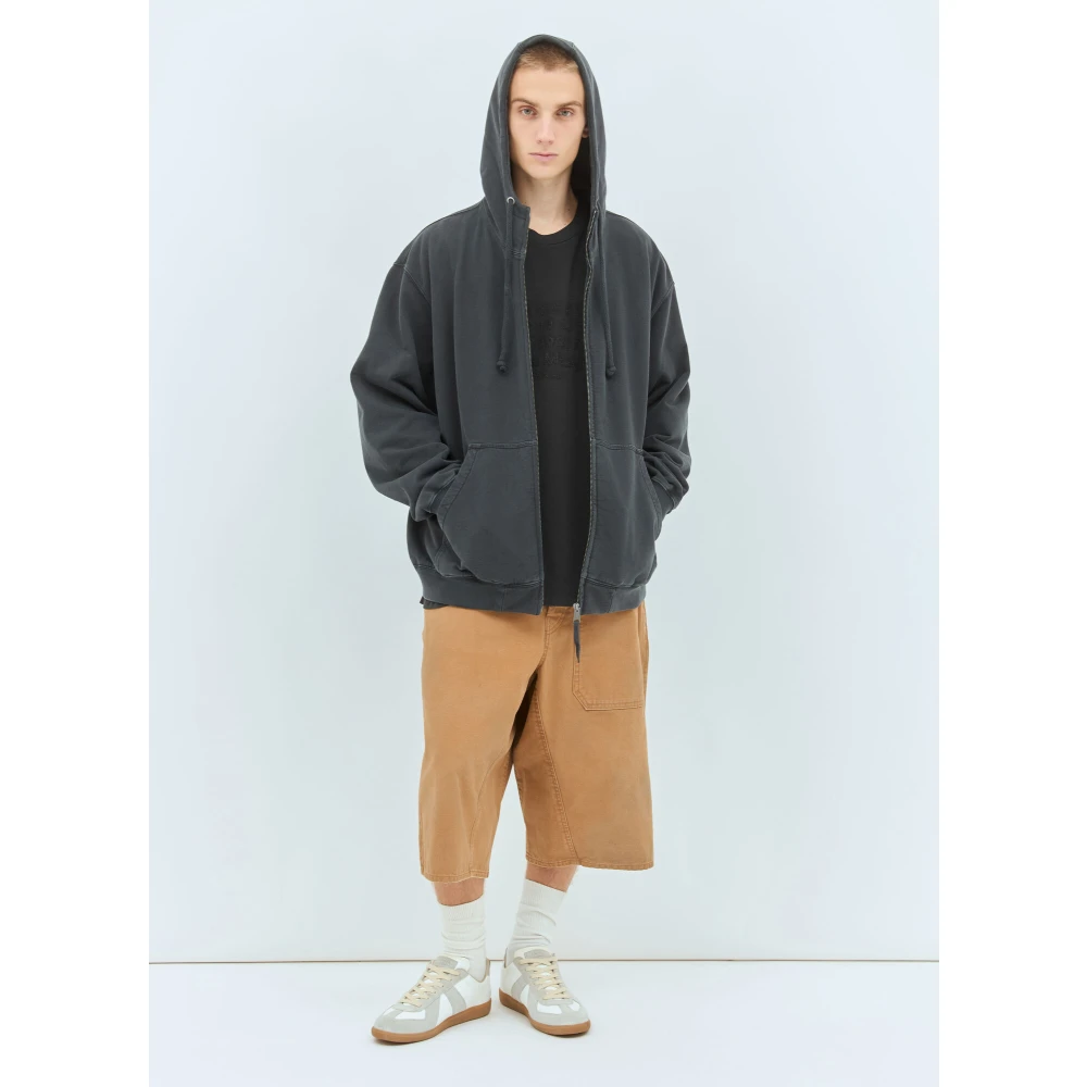 Maison Margiela Logo Print Hoodie van Katoenen Jersey Black Heren