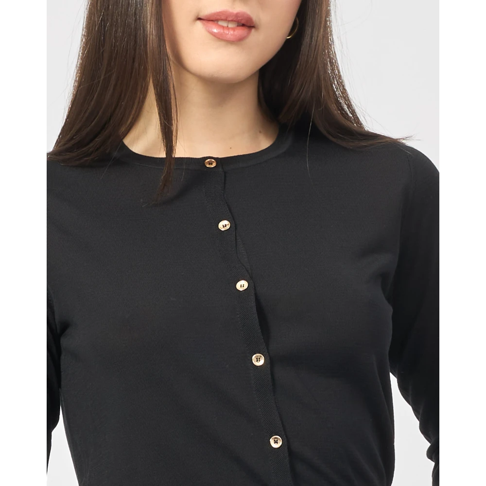 Fracomina Zwarte Vest met Zijden Knopen Black Dames