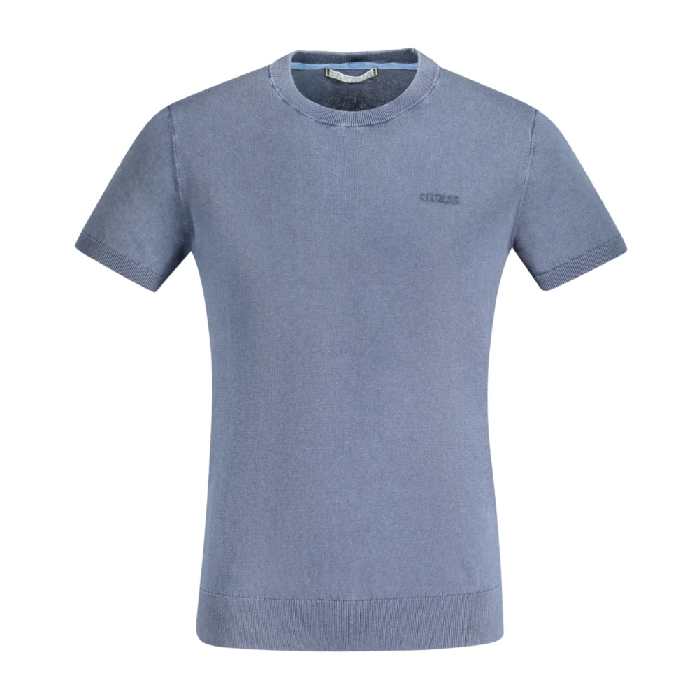 Guess Men's Blue Short Sleeve Embroidered Tee - T-Shirts - Xl- Tops