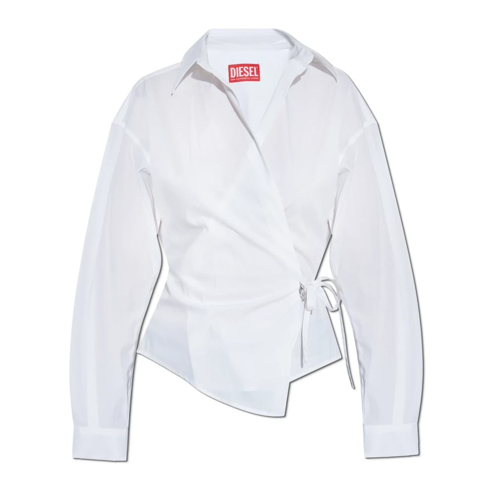 Diesel Witte Poplin Overhemd met Ovaal Logo White Dames