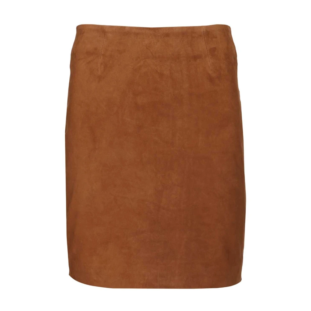 Rotate Birger Christensen Brown Suede Mini Skirt - Female - Leather Skirts - M - Skirts