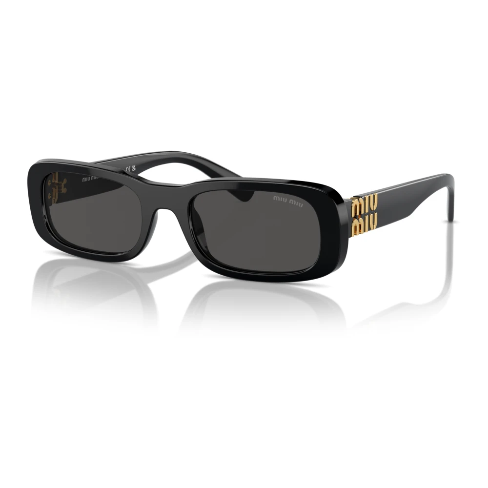 Miu Miu , Sunglasses, Female, Black, 53 Mm, Women's Sunglasses Rectangular Black Glossy