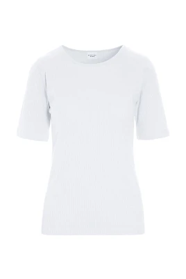 Vit Ribbstickad Blus