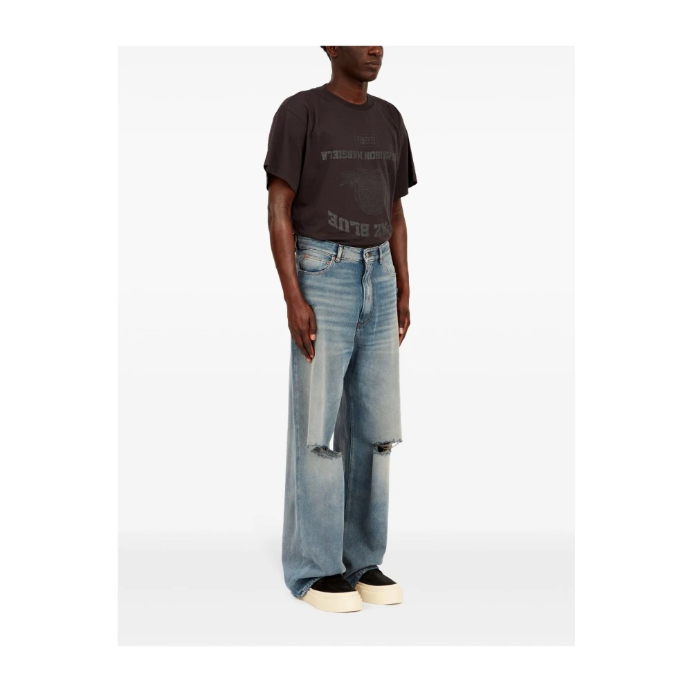 MM6 Maison Margiela Indigo Blauw Stonewashed Gescheurde Jeans Blue Heren