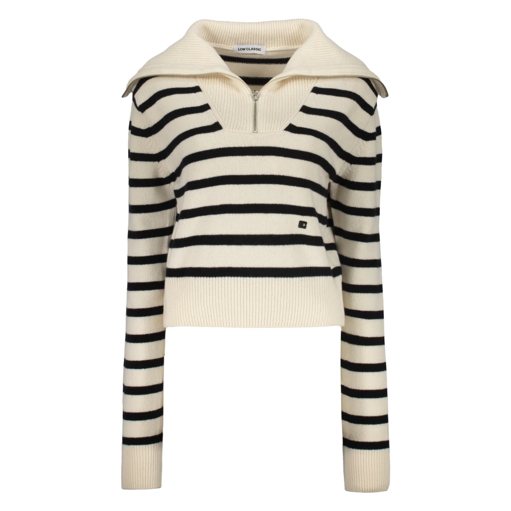 LOW Classic Gestreept motief ritsvest Beige Dames