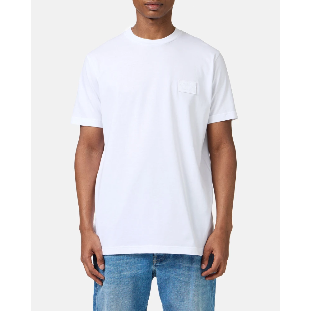 Iceberg Wit katoenen jersey T-shirt met geborduurd logopatch White Heren