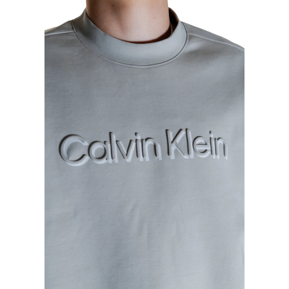 Calvin Klein Grijze Bedrukte Sweatshirt Mannen Herfst Winter Gray Heren