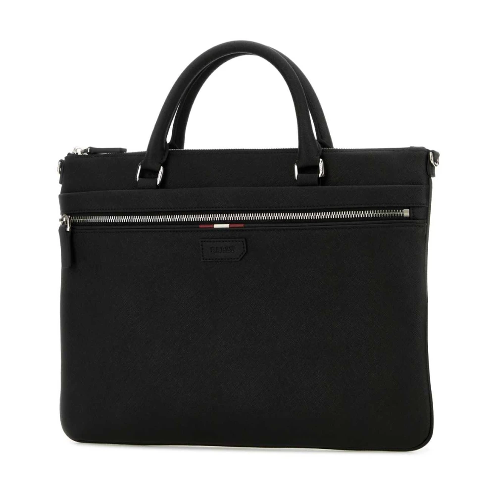 Bally Stijlvolle zwarte leren handtas Black Heren