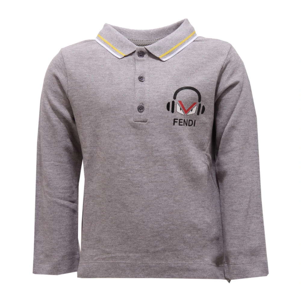 Fendi Boys Gray Polo Maschio Piquet - Kids Short Sleeve T-Shirts - 5 Y - Kids