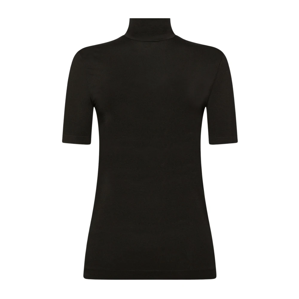 Wolford , T-Shirts, Female, Black, L, Aurora Short Sleeve Top