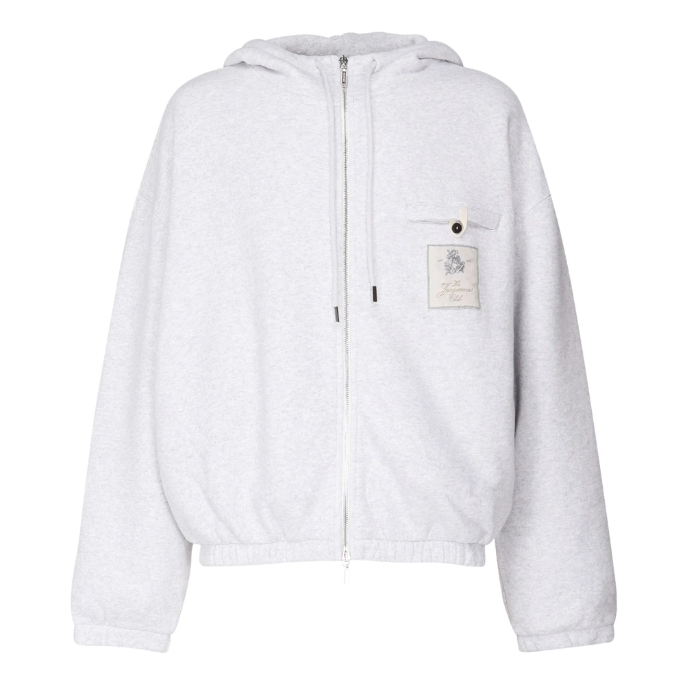 Jacquemus Grijze Hoodie met Rits Gray Heren