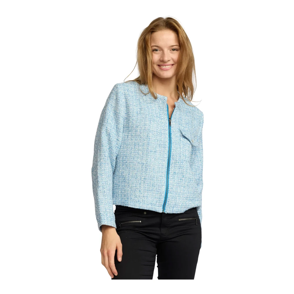 2-Biz Blauwe Blouse met Zak Blue Dames