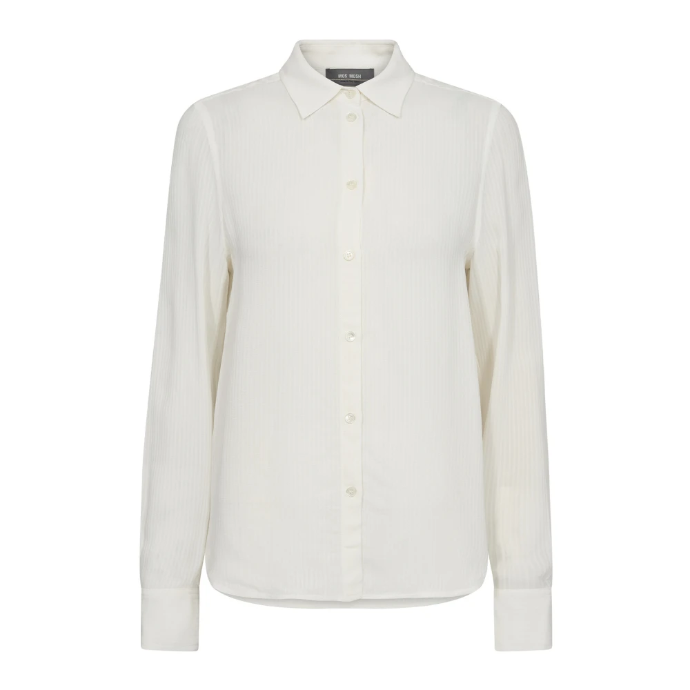 MOS MOSH EcoVero Jacquard Stripe Shirt Beige Dames